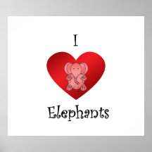 I heart elephants in red print