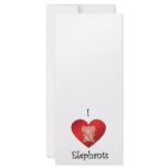 I heart elephants in red customized rack card