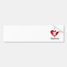 I heart elephants in white and blue bumper sticker