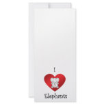 I heart elephants in white customized rack card