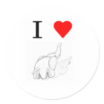 I heart elephants round sticker