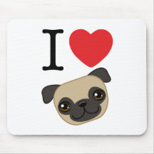 I Heart Fawn Pugs Mouse Mat