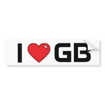 i heart gb bumper stickers