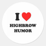 I Heart Highbrow Humour Round Stickers