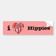 i heart hippies bumper sticker
