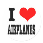 I HEART (LOVE) AIRPLANES stickers