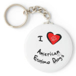 I Heart (Love) American Eskimo Dogs keychains