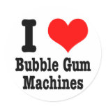 I HEART (LOVE) bubble gum machines stickers