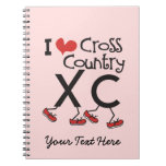 I heart (love) Cross Country Running XC Spiral Note Book
