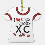 I heart (love) Cross Country Running XC Christmas Tree Ornament