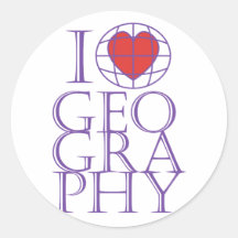 I heart (love) Geography Round Stickers