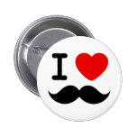 I heart / Love Moustaches / Mustaches Pinback Button