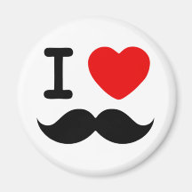 I heart / Love Moustaches / Mustaches Fridge Magnets