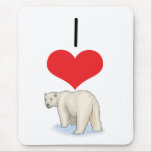I Heart (Love) Polar Bears mousepads