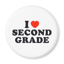 I Heart / Love Second Grade Refrigerator Magnets