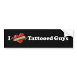 I Heart (Love) Tattooed Guys Black Bumper Sticker bumper stickers