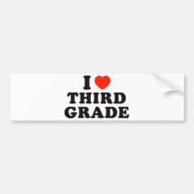 I Heart / Love Third Grade Bumper Sticker