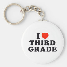 I Heart / Love Third Grade Key Chains