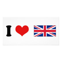 I Heart Love UK British Union Jack Flag Photo Cards