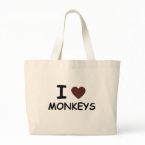 I HEART MONKEYS TOTE BAGS