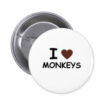 I HEART MONKEYS PINBACK BUTTONS
