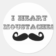 I Heart Moustaches Round Sticker