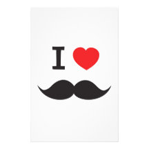 I Heart Mustache Customized Stationery
