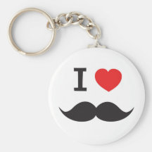 I Heart Mustache Key Chains