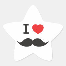 I Heart Mustache Star Sticker