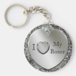 I Heart My Boxer Heart Keychain