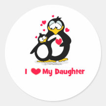 I Heart My Daughter Penguins Stickers