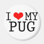 I Heart My Pug Fridge Magnets