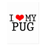 I Heart My Pug Postcard