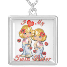 I Heart My Twin Sister  Necklace