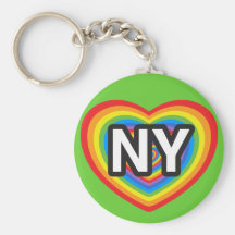 I heart New York. I love New York. NYC rainbow Keychain