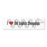 I (heart) Old English Sheepdogs bumper stickers