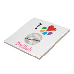 I heart pet's photo/name_Heart-Paw template Ceramic Tile