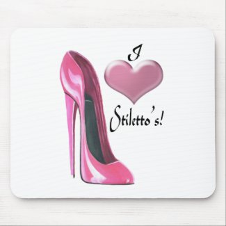 I Heart Pink Stiletto Shoe Art Mousemats