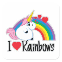 I Heart Rainbows Square Stickers