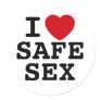 I heart safe sex round stickers