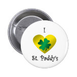 I heart Saint paddy's in green and gold Buttons