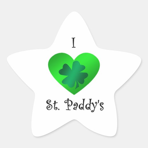 I heart Saint paddy's Star Sticker