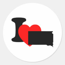 I Heart South Dakota Round Sticker