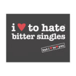i heart to hate bitter singles postcard