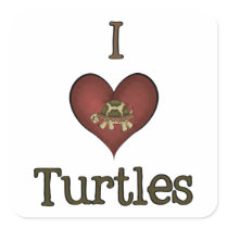 I Heart Turtles Square Stickers