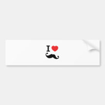 I heart twirly mustache bumper sticker