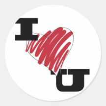 I heart U Round Stickers