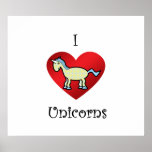 I heart unicorns in yellow and blue argyle posters