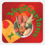 I Heart Vegetarians Square Sticker