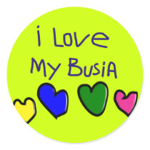 I I Love My Busia (Polish Grandma) Gift Round Stickers
